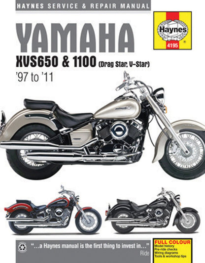Haynes Manual for Yamaha XVS650 1100 Drag Star V-Star (1997–2011)