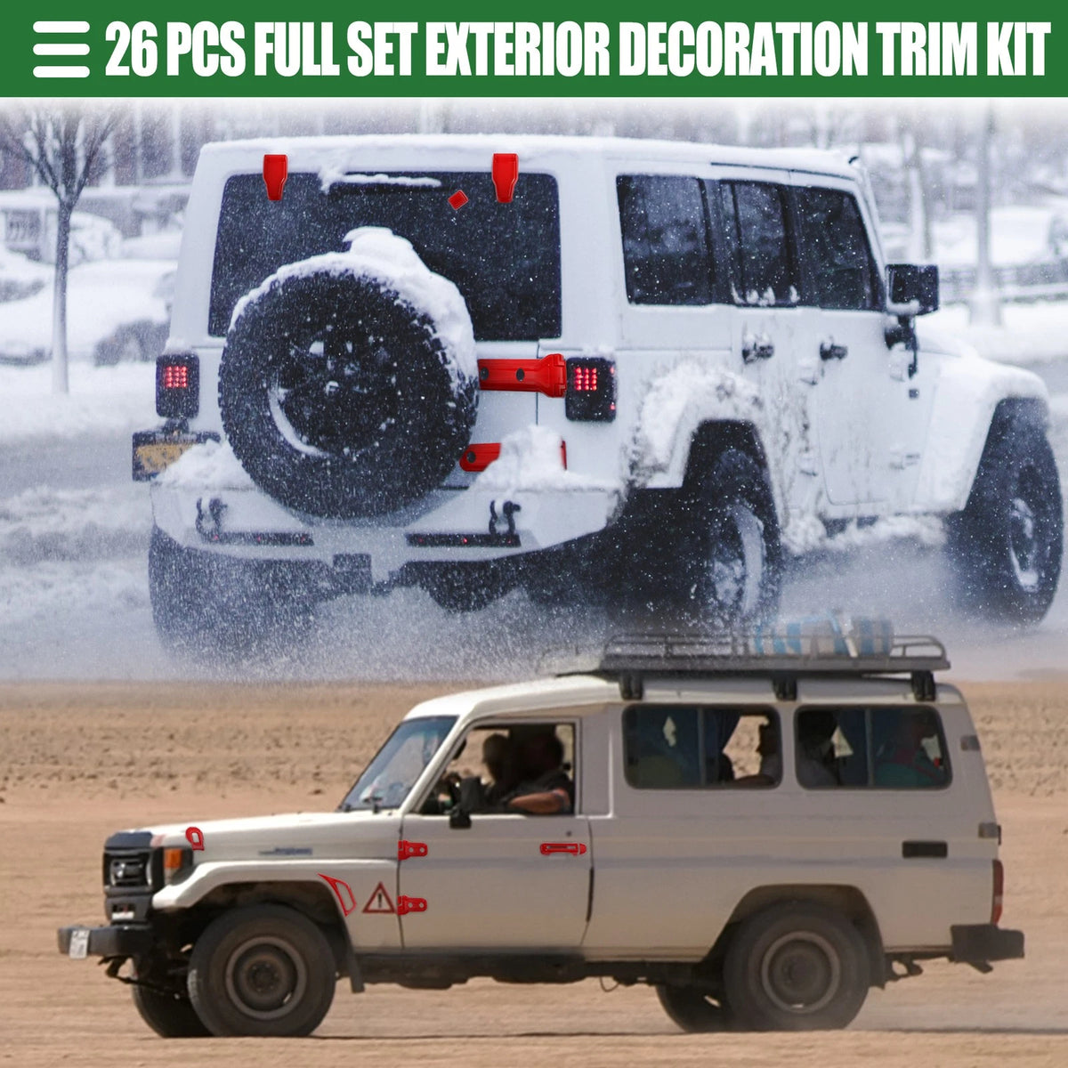 26PCS Exterior Trim Kit for Jeep Wrangler JL JLU (2018–2022)