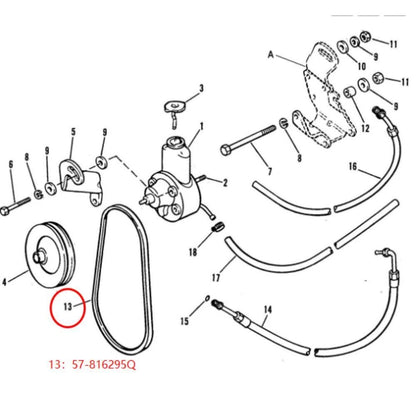 V-belt for Mercruiser 4.3L V6 Power Steering (57-816295Q, 18-15490)
