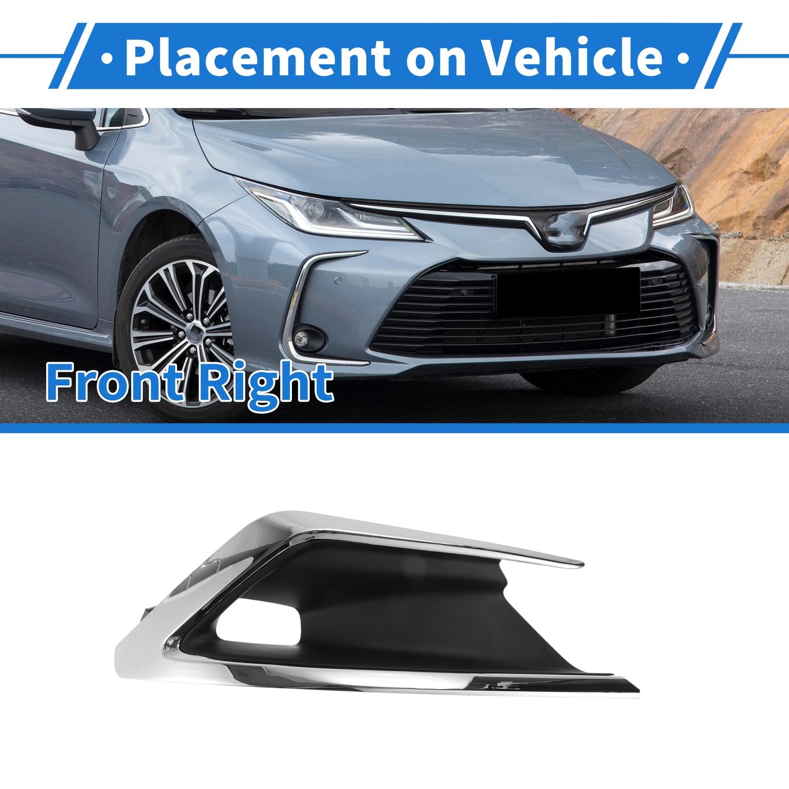 Front Right Fog Light Grill Replacement for Toyota Corolla (2015–2019)
