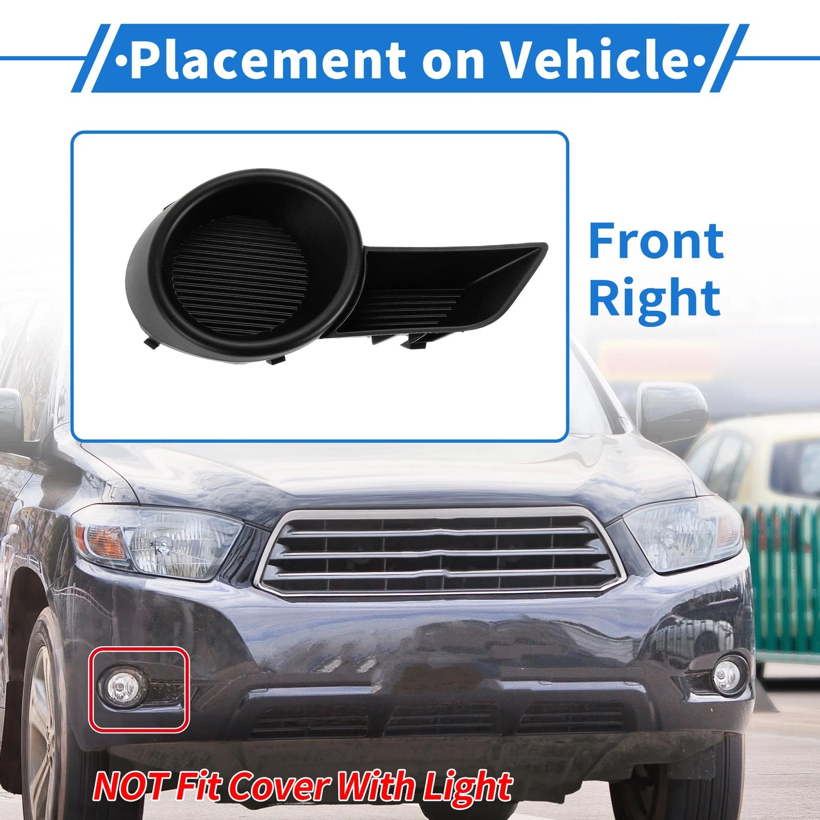 Front Bumper Fog Light Cover Replacement for Toyota Highlander (2014–2020)