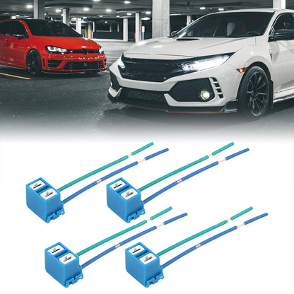 Set of 4 H7 Car Light Socket Female Ceramic Headlight Wire Harness Connectors for Universal