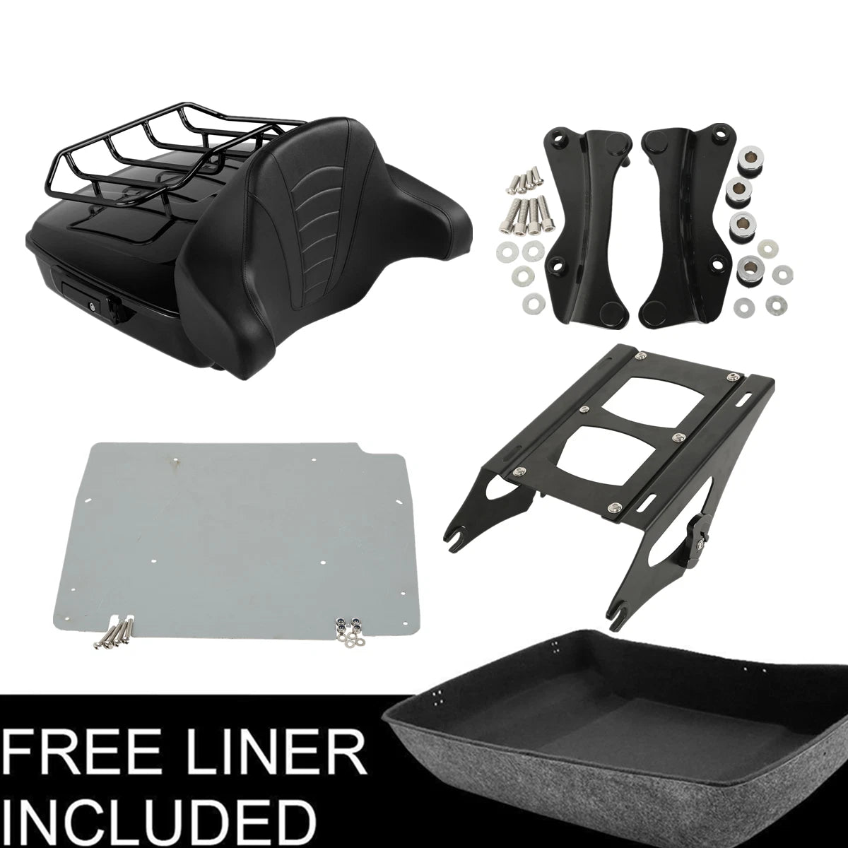 Chopped Trunk Backrest Pad Mount Rack & Docking Kit for Harley Touring (2014–2026)