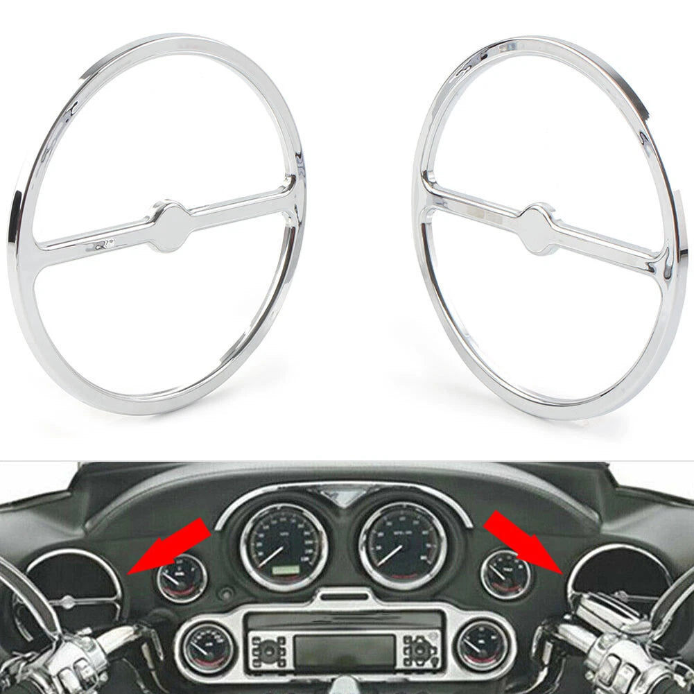 Speaker Trim Ring Cover Fit Harley Electra Tri Street Glide Left & Right Chrome