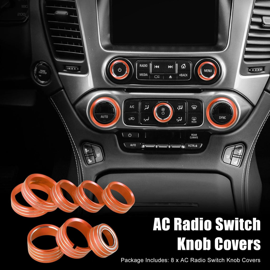 AC Radio Switch Knob Covers 8 Pc for Chevy Silverado GMC Sierra (2014–2018)