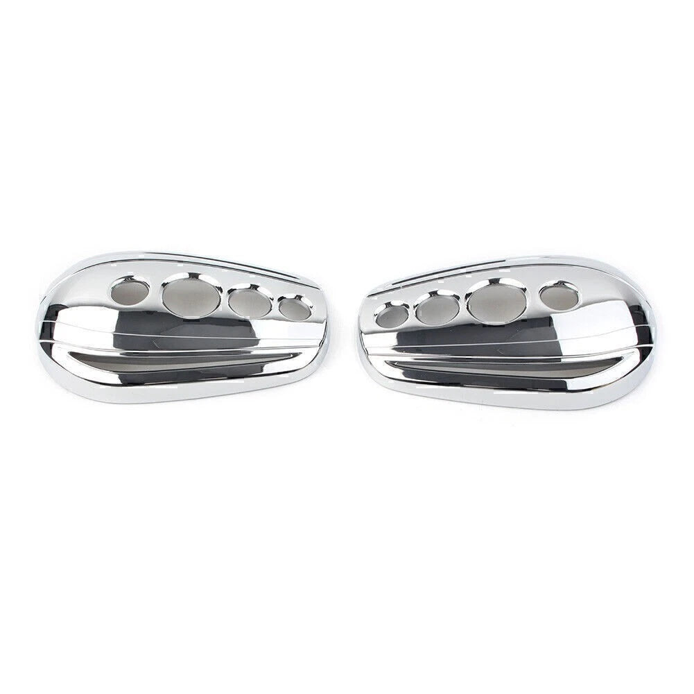 1 Pair Chrome Oval Rear View Mirrors Cover Cap for Harley Dyna Softail Sportster