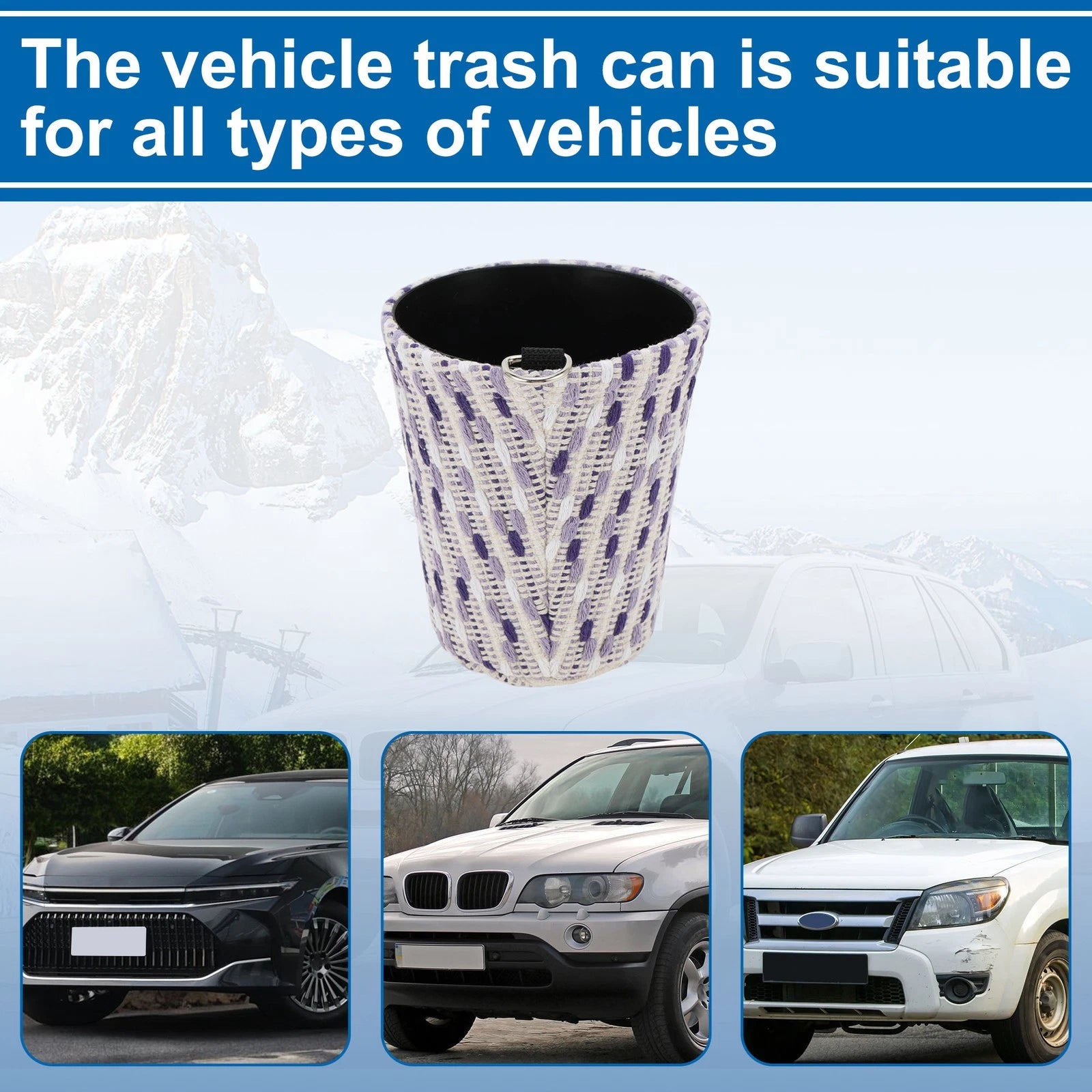Car Trash Can Oval Fabric Garbage Bag for Universal Use (1 Pc)