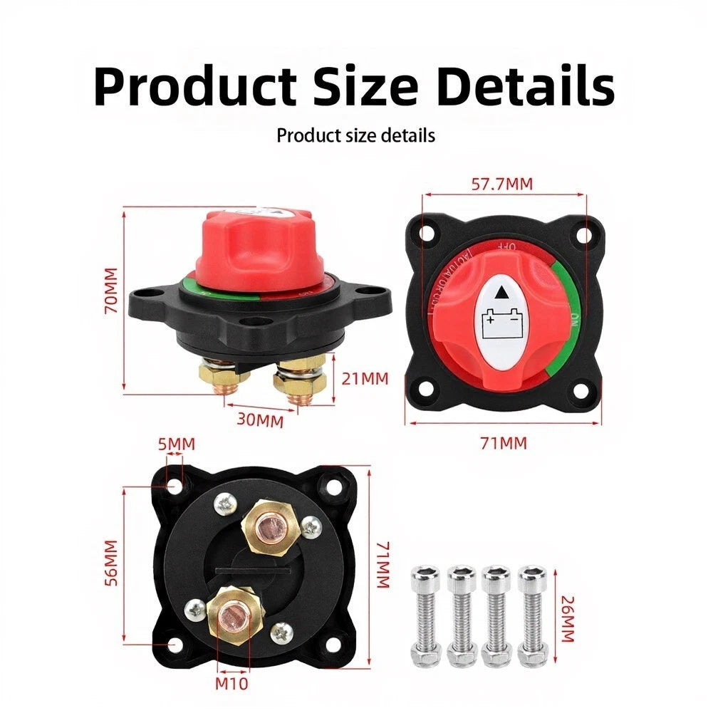 Battery Isolator Switch 300A 12V-48V DC with Locking Mechanism for Vehicles
