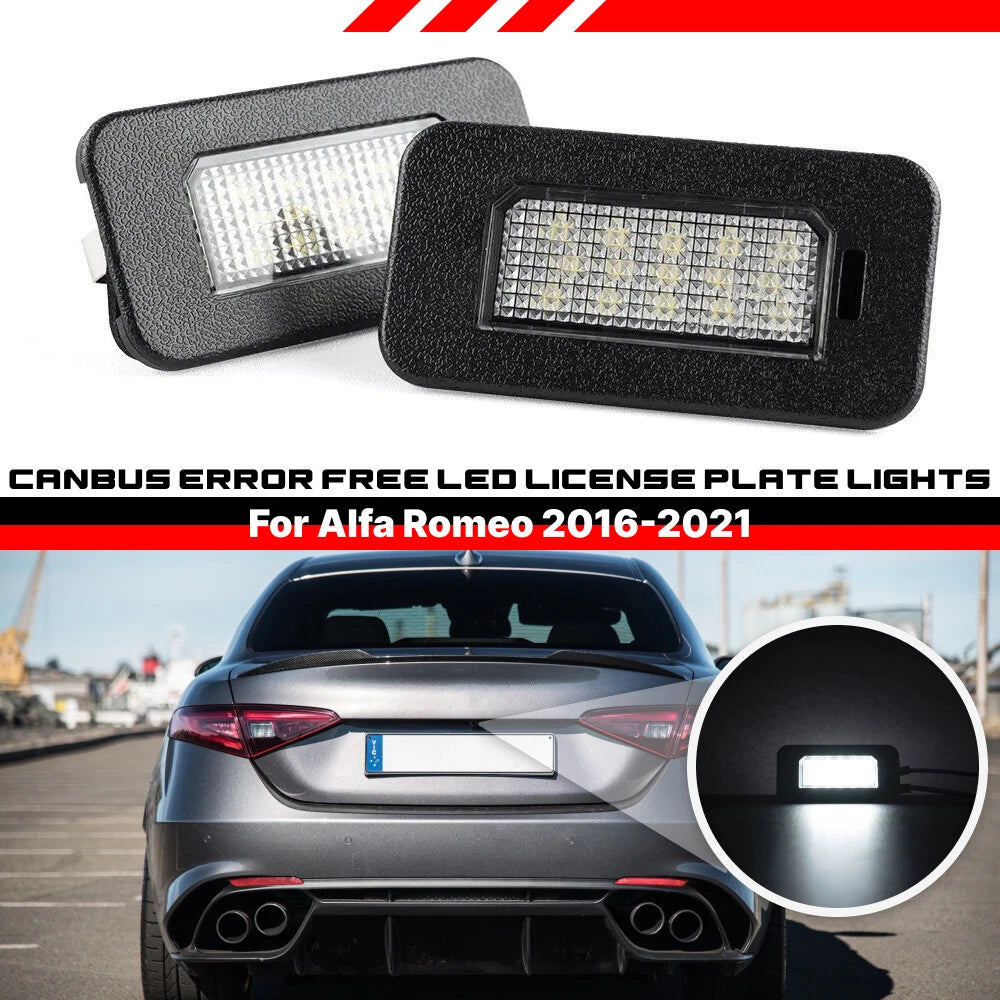 2X LED License Plate Light for Alfa Romeo Giulia Stelvio (2016–2022)