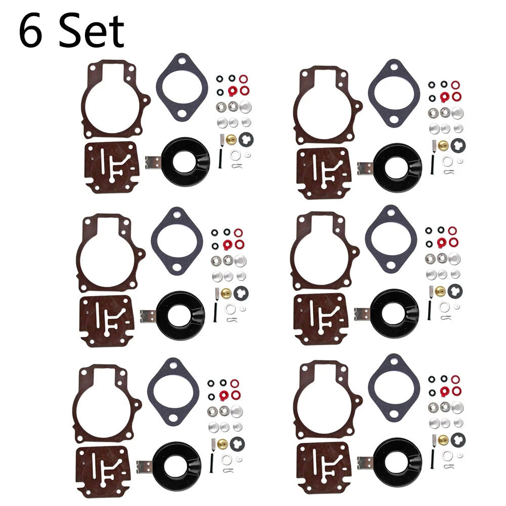 Set of 6 Carburetor Overhaul Kits for Johnson Evinrude 396701 (18-75HP)