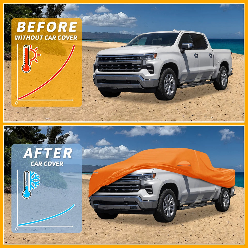 Waterproof Car Cover for Chevy Silverado (210D-PU, Orange)