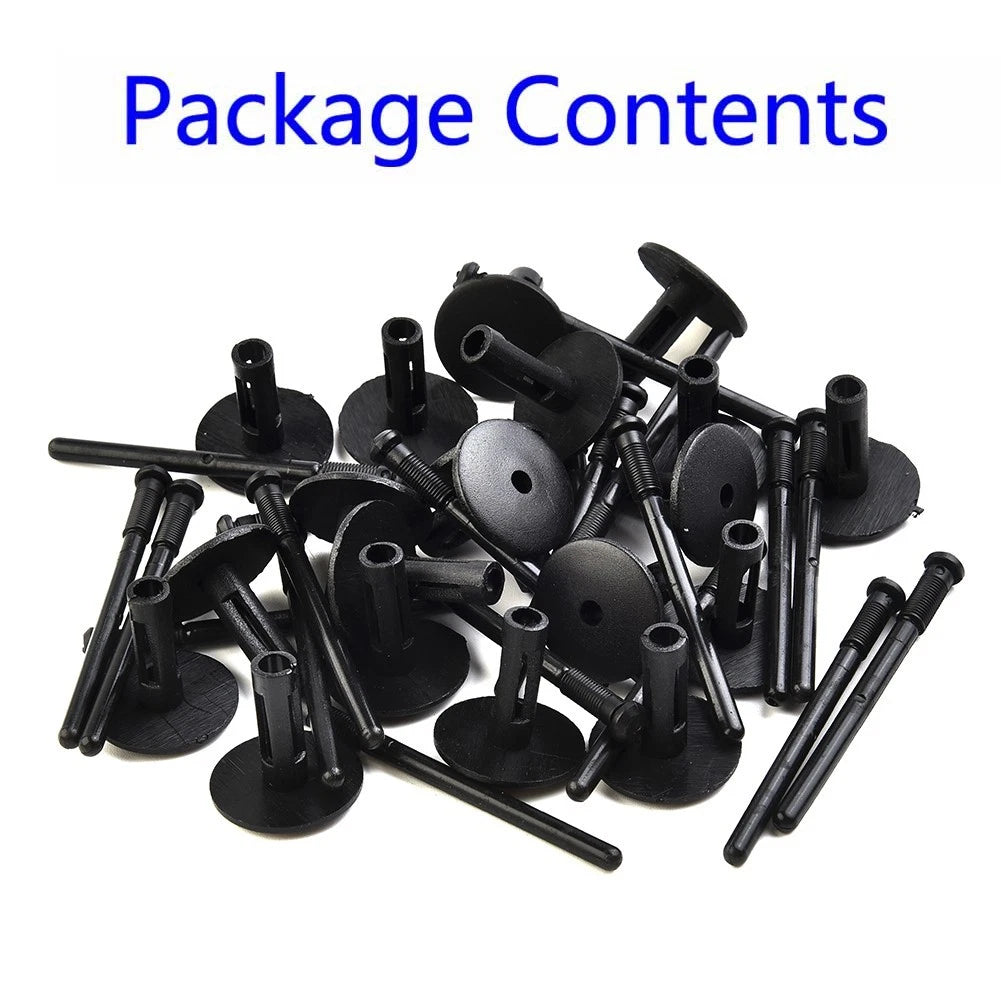 Set of 10 Black Plastic Blind Rivets for Wheel Arches Side Skirts Sill