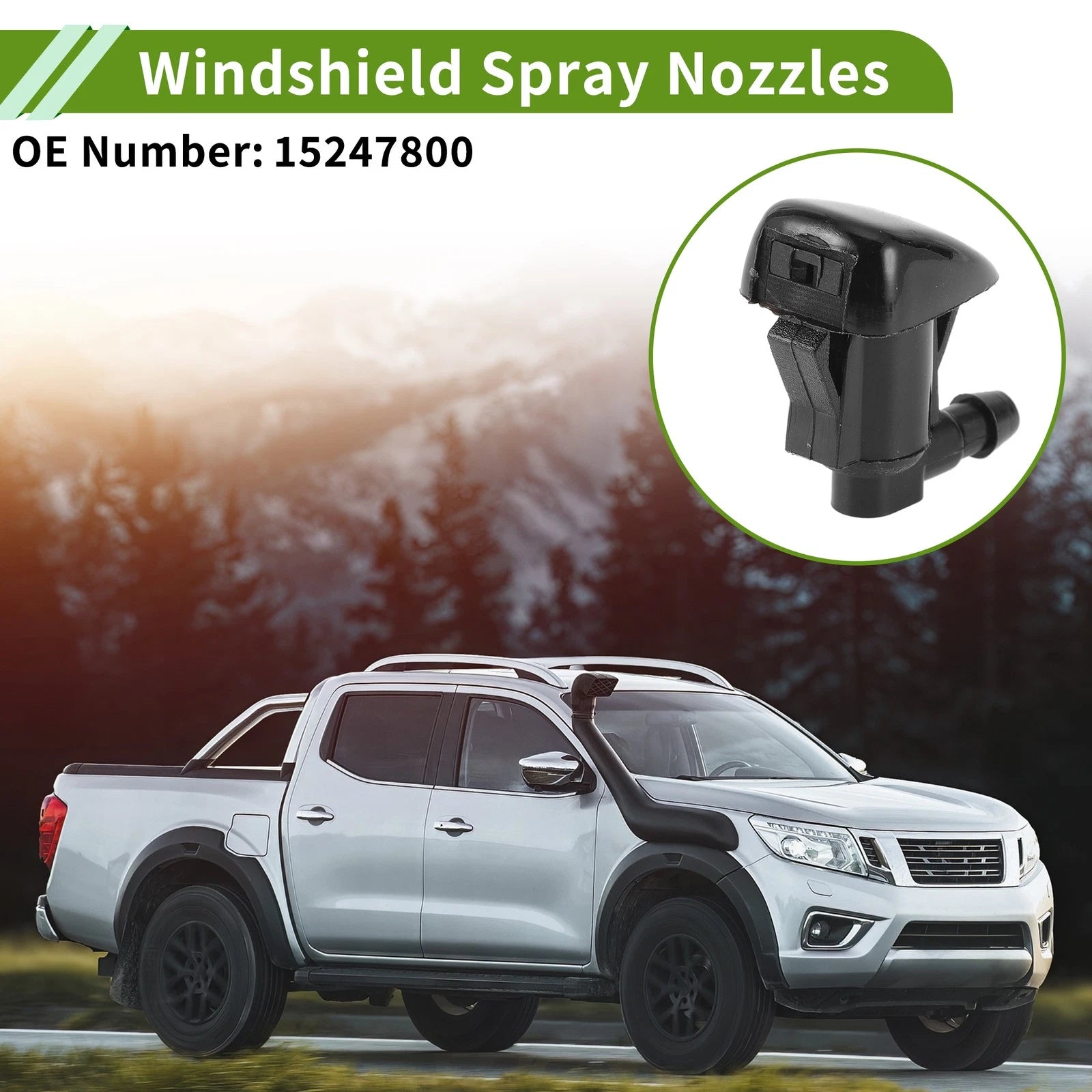 Windshield Washer Nozzle with Hose Connector for GMC Sierra (2007–2018)