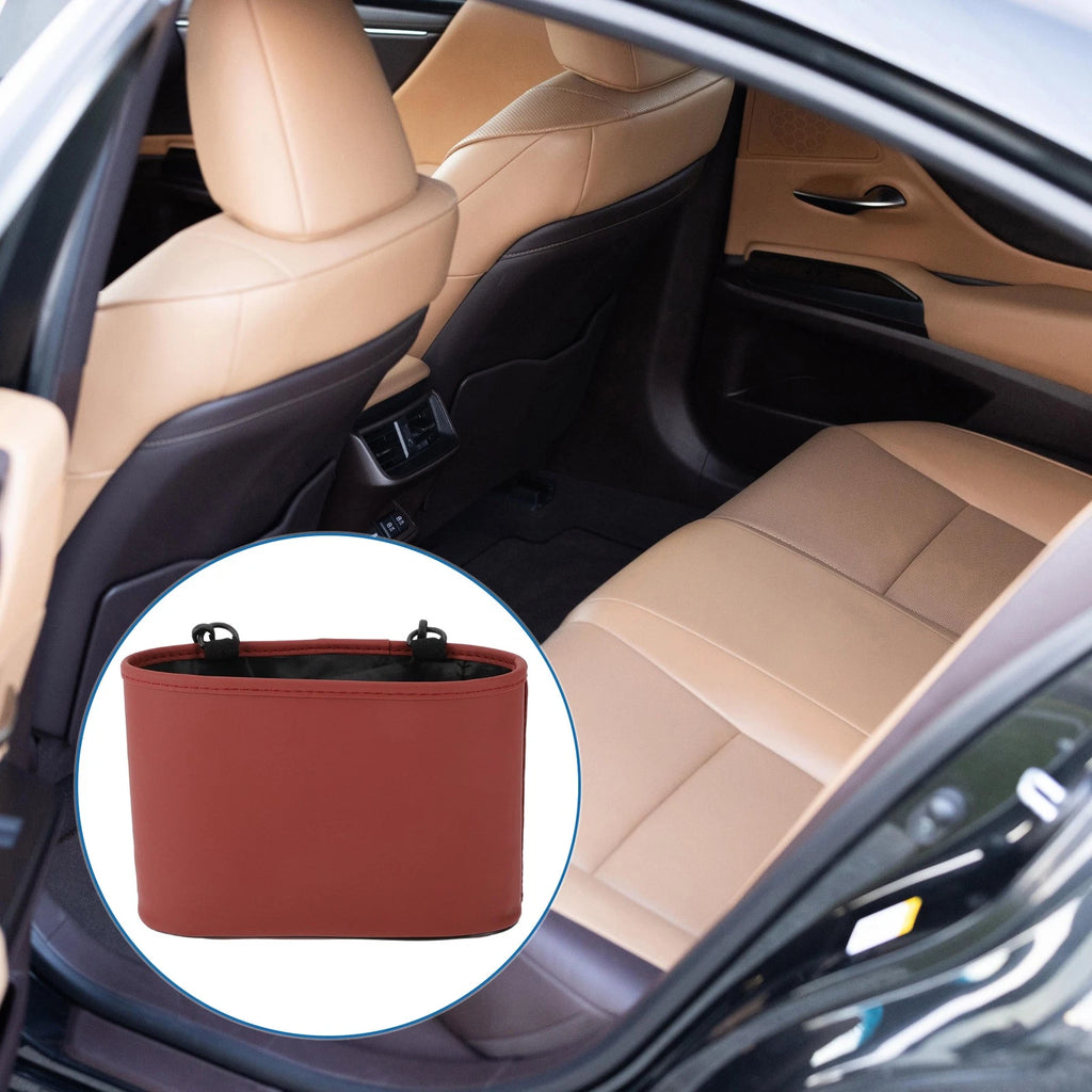 Car Trash Can for Universal Use (Portable, Hanging, Wine Red)
