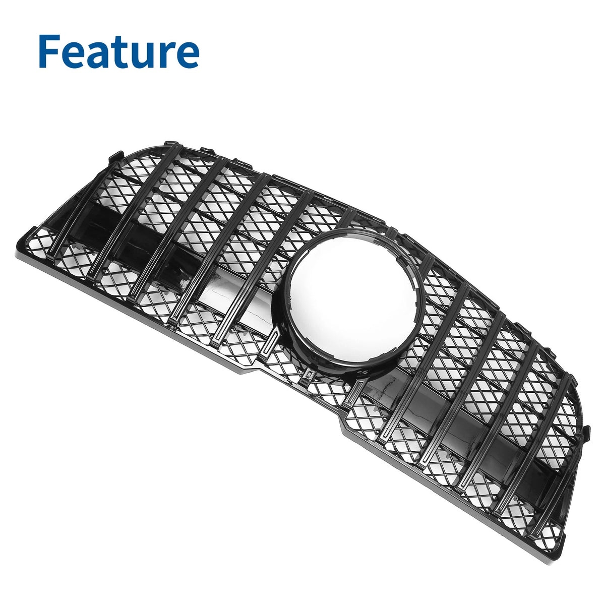 Front Upper Bumper Grille Grill for Mercedes-Benz GLK300 (2013–2015) Gloss Black