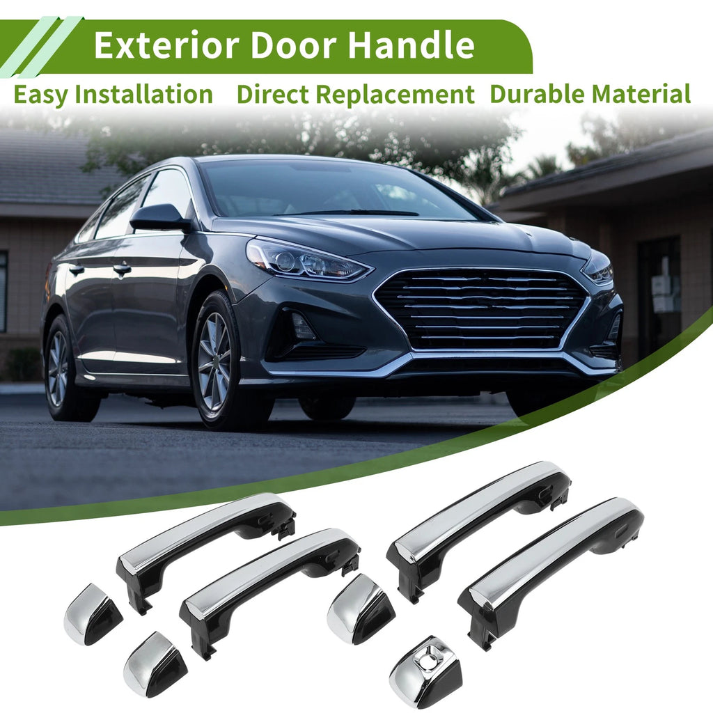 Exterior Door Handle Replacement for Lexus GX460 Black Silver Tone 1 Set (2010–2019)