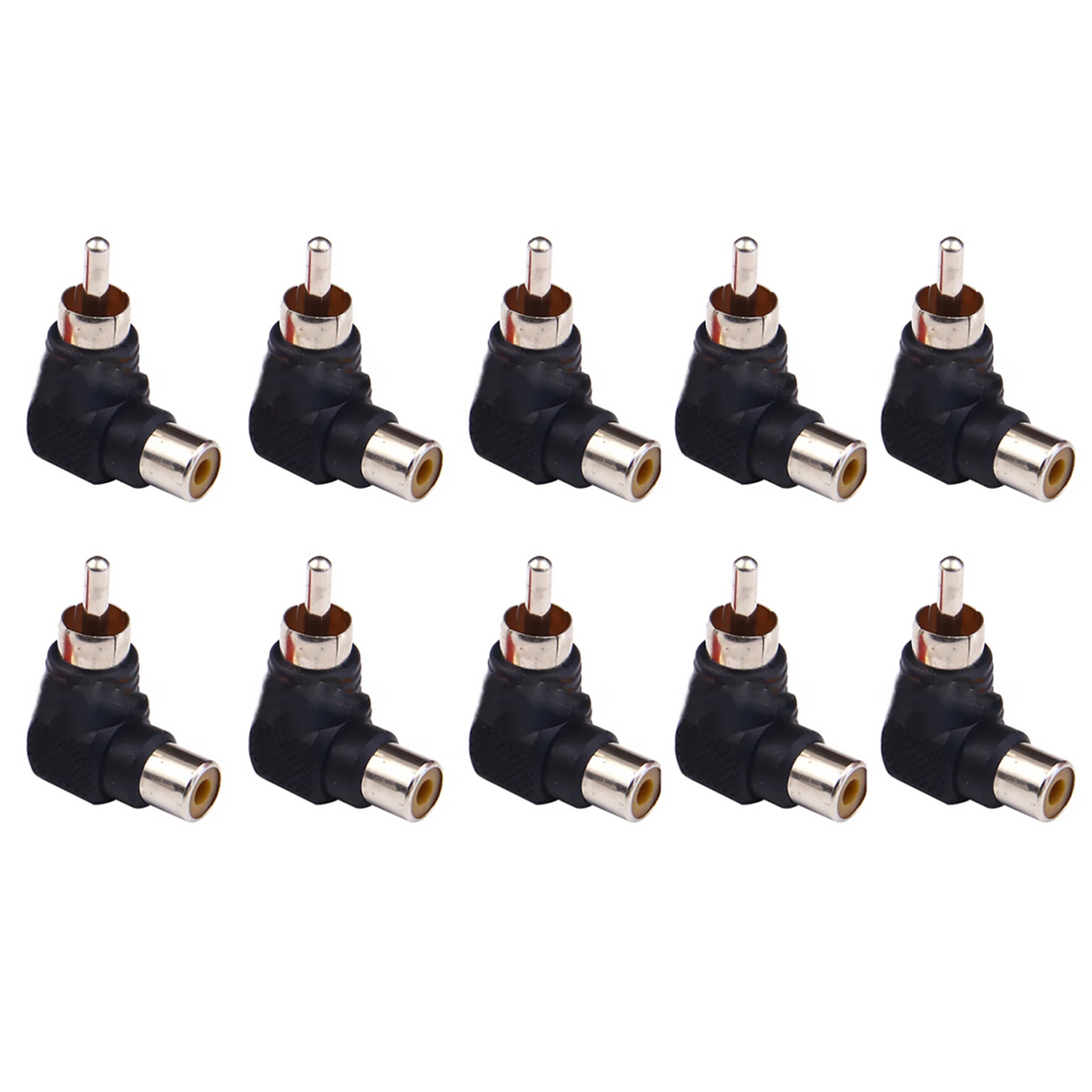 RCA Right Angle Connector Plug Adapter for Universal Use (Plastic, Zinc Alloy)
