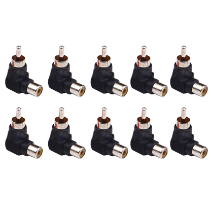 RCA Right Angle Connector Plug Adapter for Universal Use (Plastic, Zinc Alloy)