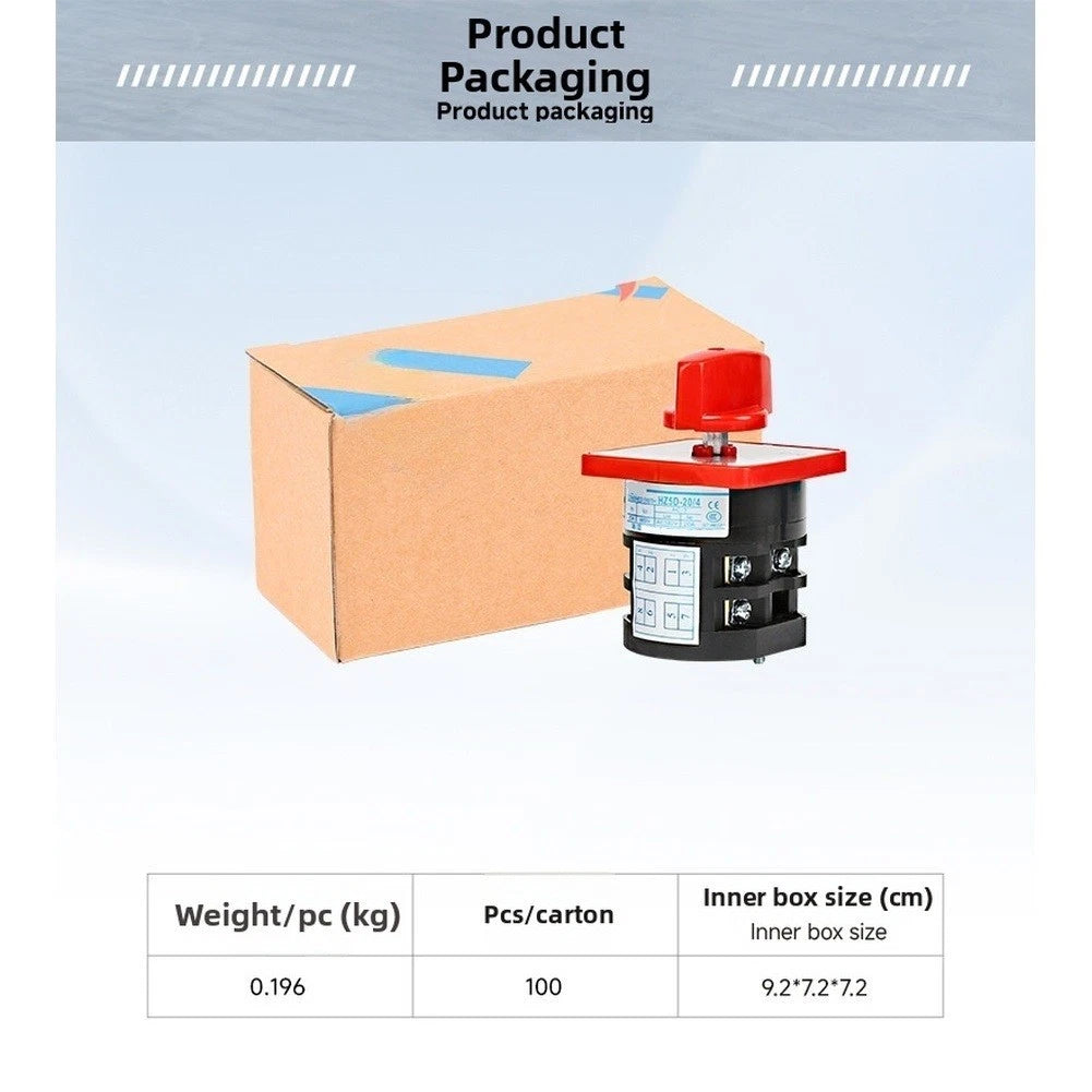 Changeover Switch HZ5D-20/4 for 3-Pole Applications (380V, 20A)