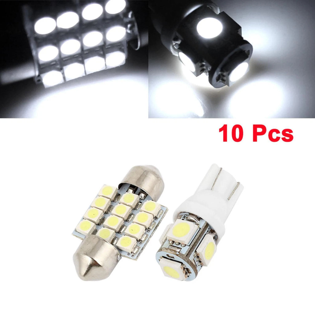 10PCS White LED Map Dome Light Kit for Honda Civic (2006–2012)