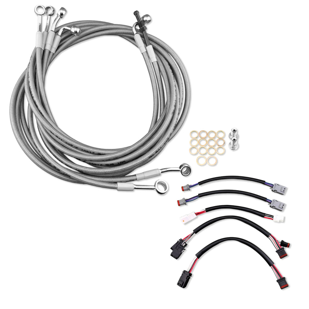 12" Chrome Extended Stainless Cable & Brake Line for Harley Touring (2017–2020)