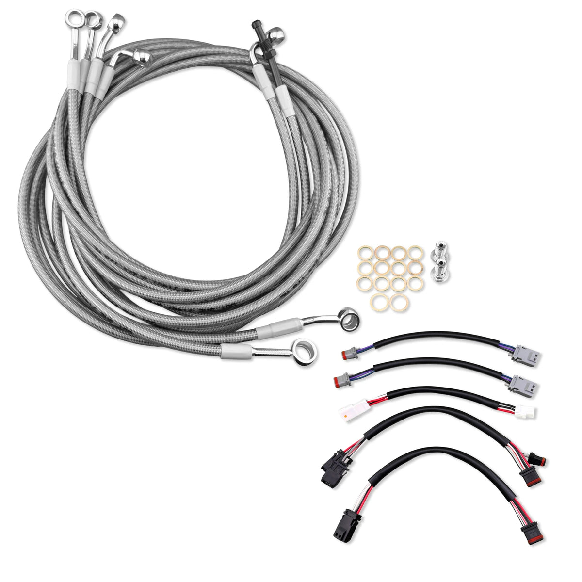 12" Chrome Extended Stainless Cable & Brake Line for Harley Touring (2017–2020)