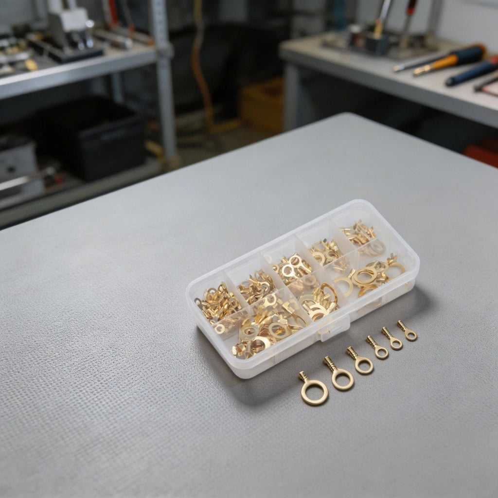 150PCS Brass Ring Eye Terminal Cable Lug Kit M10 Wire Connectors