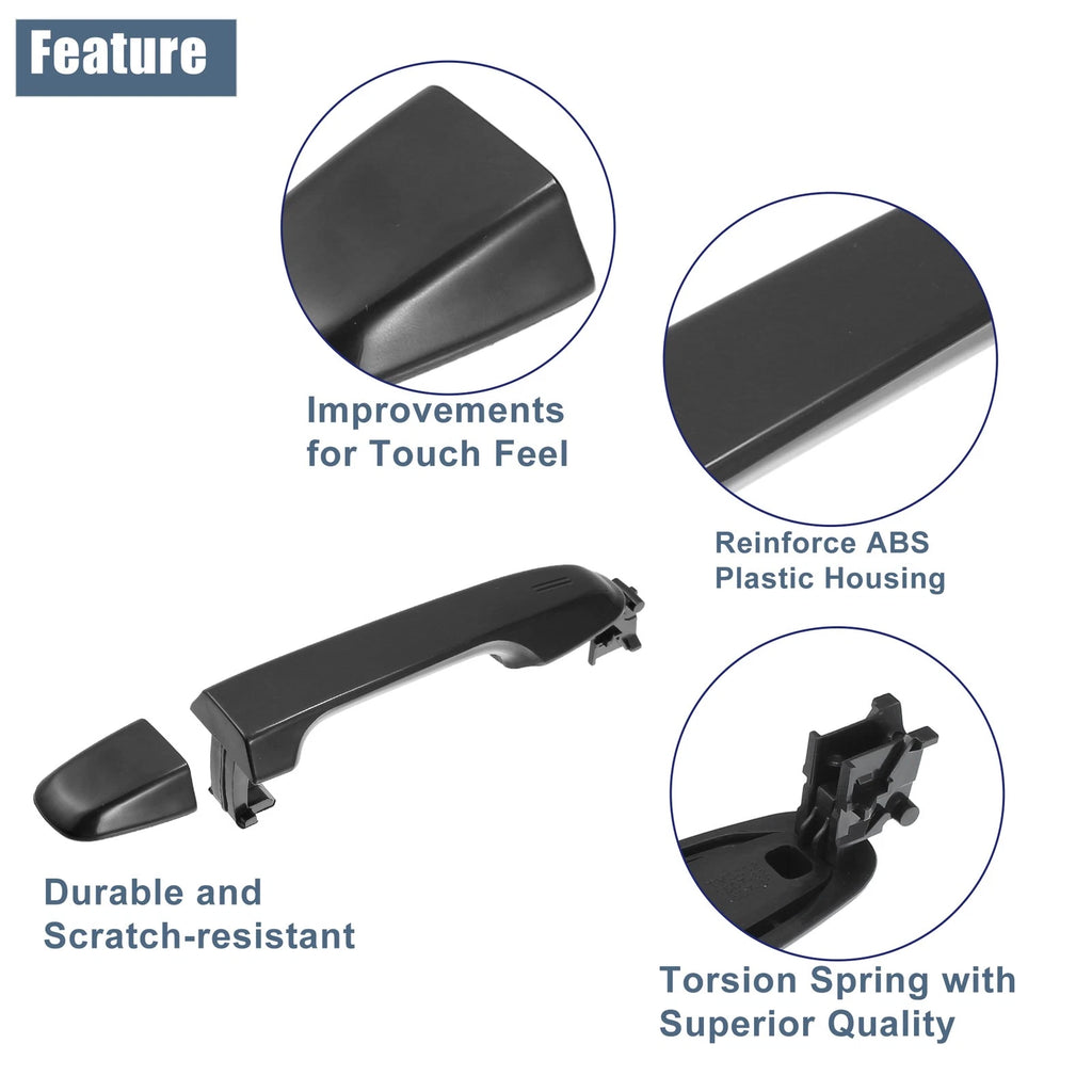 Rear Left Exterior Door Handle Replacement for Toyota Camry Black (2018–2024)