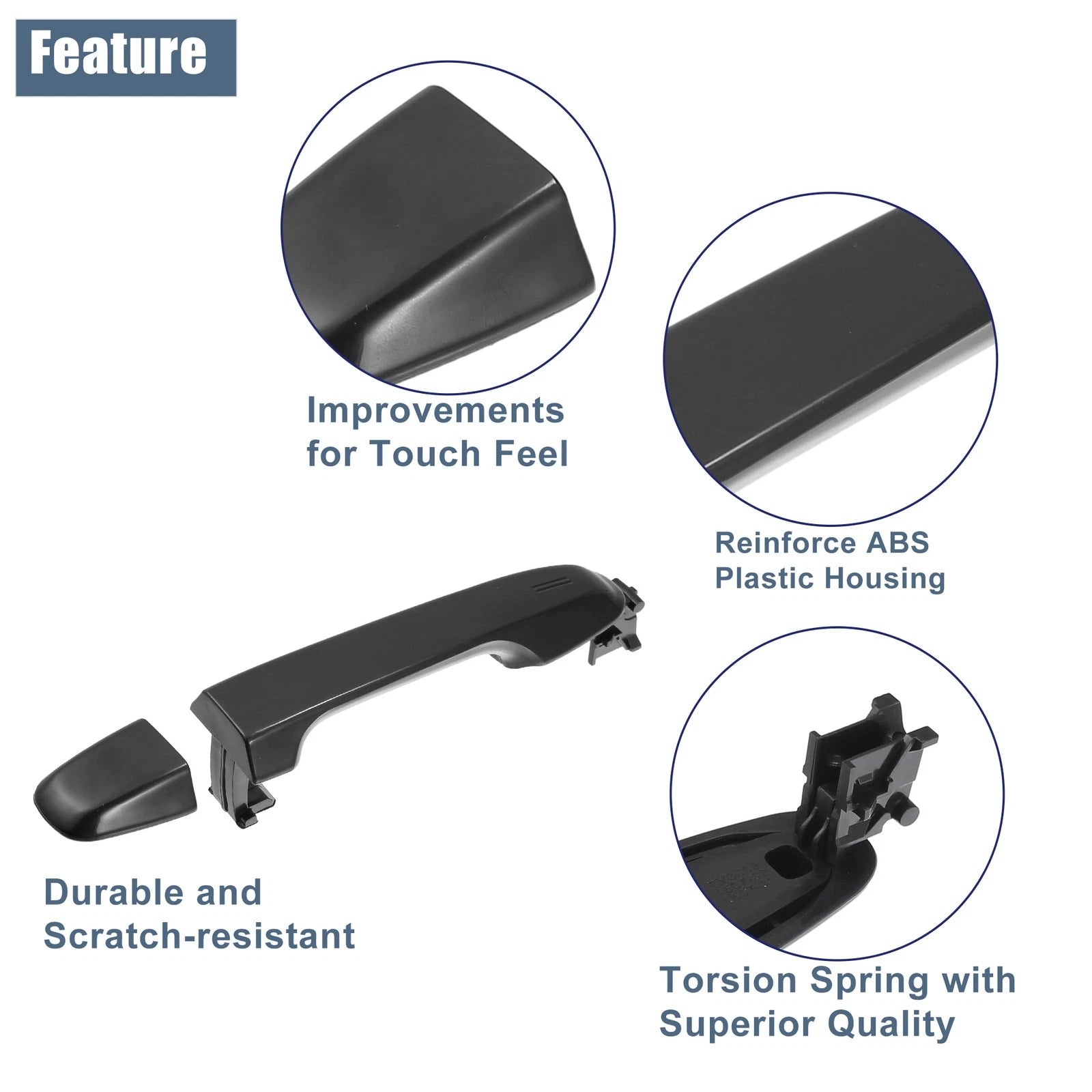 Rear Left Exterior Door Handle Replacement for Toyota Camry Black (2018–2024)
