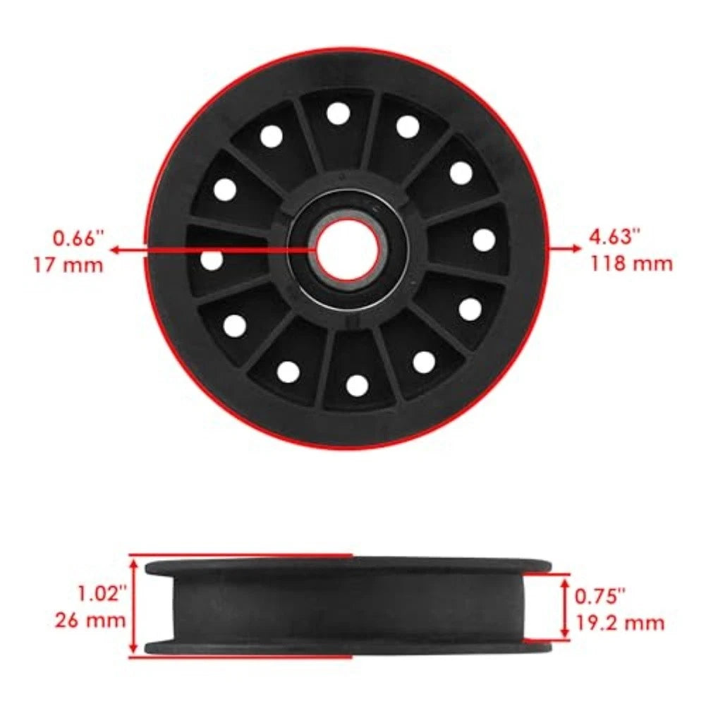 Flat Idler Pulley for Toro Hustler Lawn Mowers (Plastic Replacement Part)