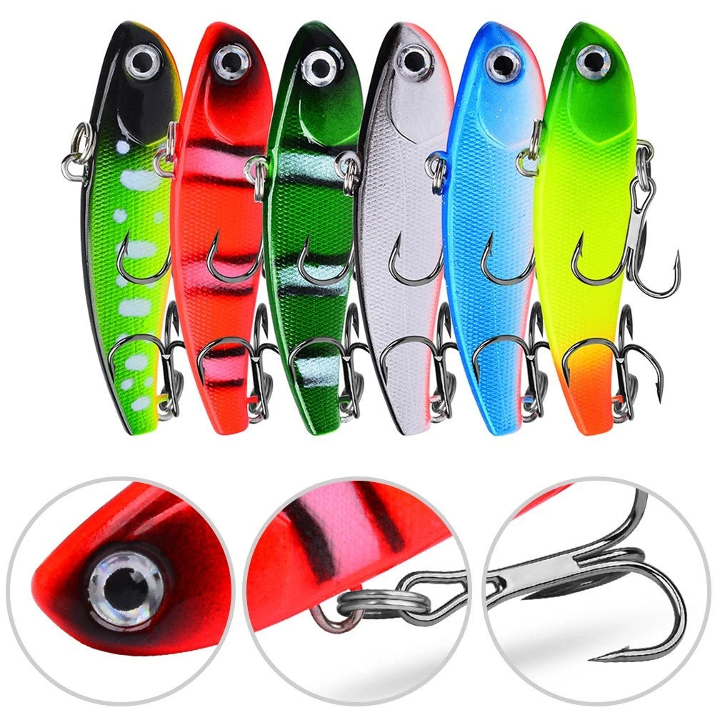 VIB Vibration Fishing Lure with 8 Treble Hooks for Long Casting
