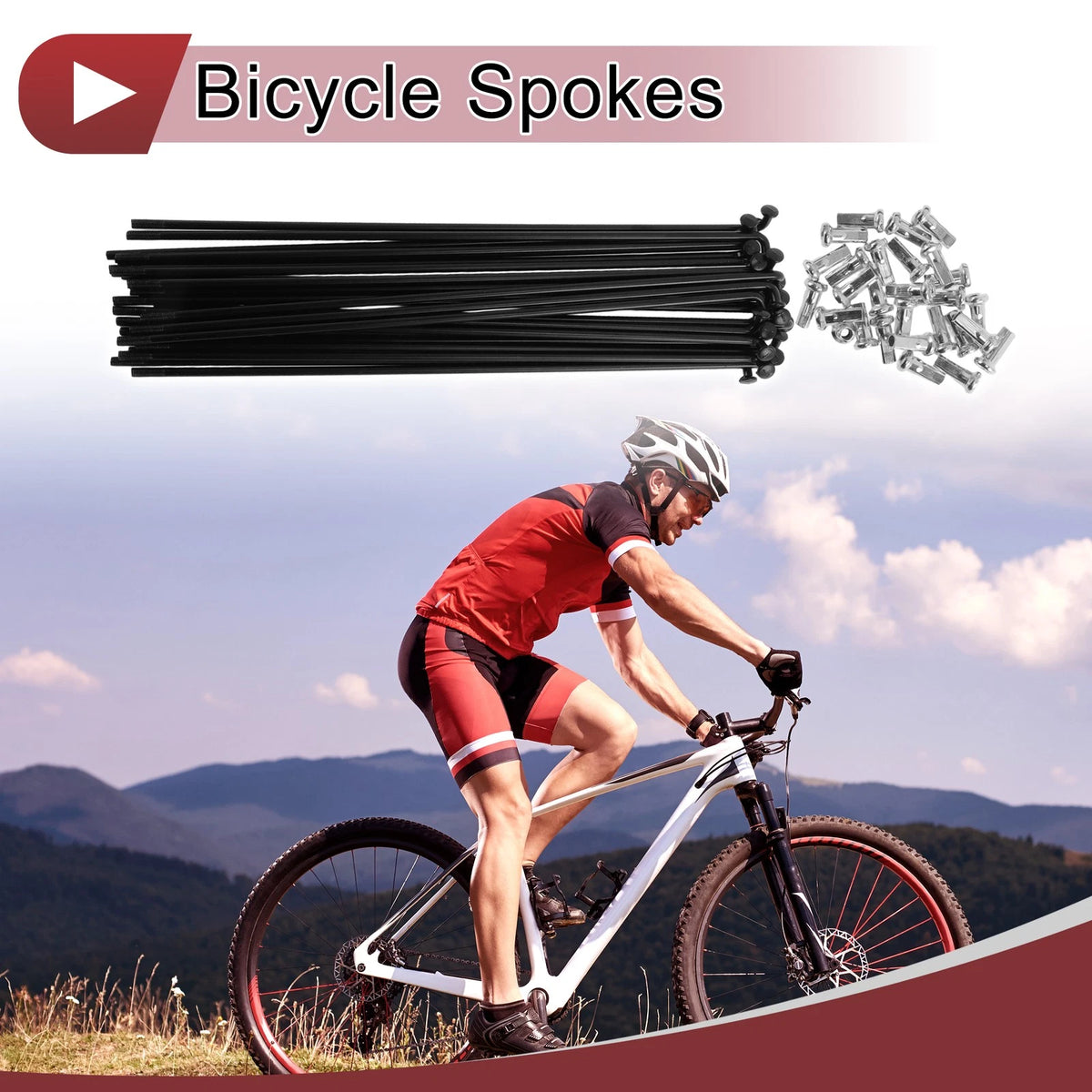 Bicycle Spoke Set 175 mm Carbon Steel Black for 12G 28 in Wheel (fits)