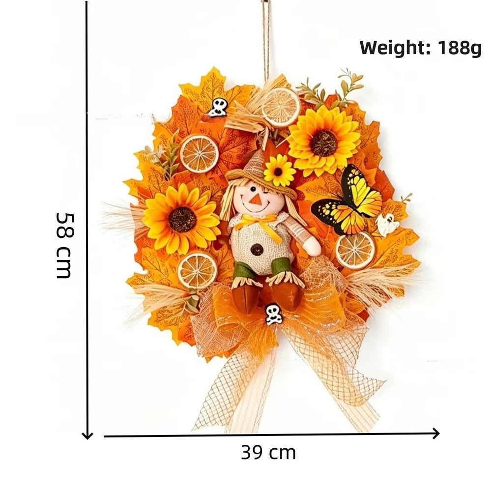 Scarecrow Wreath for Outdoor Decor (No Year Range Provided)