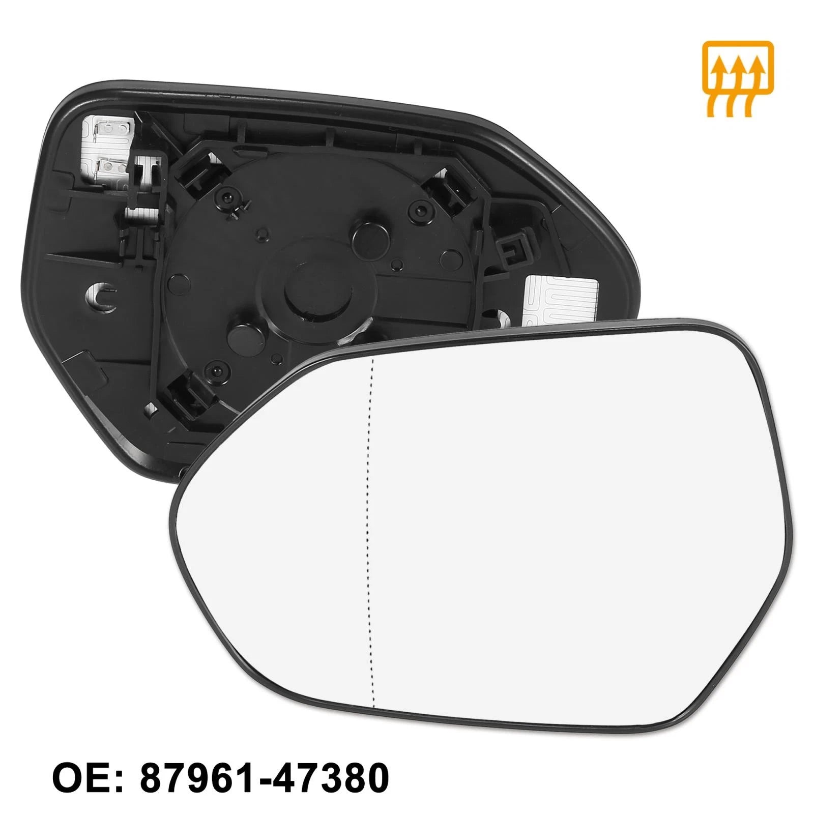 Left Side Heated Mirror Glass with Backing Plate for Toyota Prius (2010–2015)