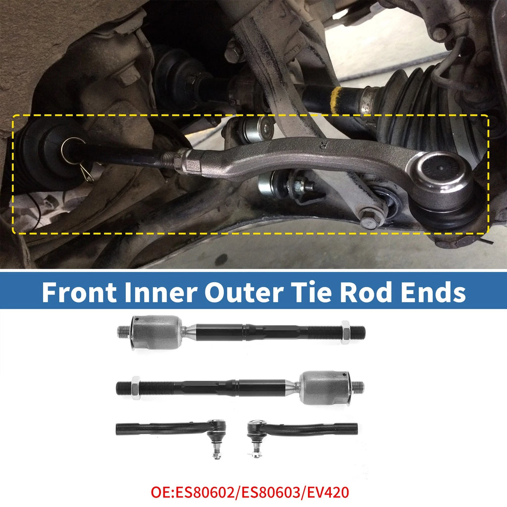 4PCS Front Inner Outer Tie Rod End Link Replacement for Toyota Solara (2004–2008)