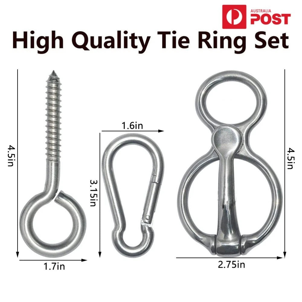 Horse Tie Ring with Eye Bolts and Snaps for Horses (Universal Fit)