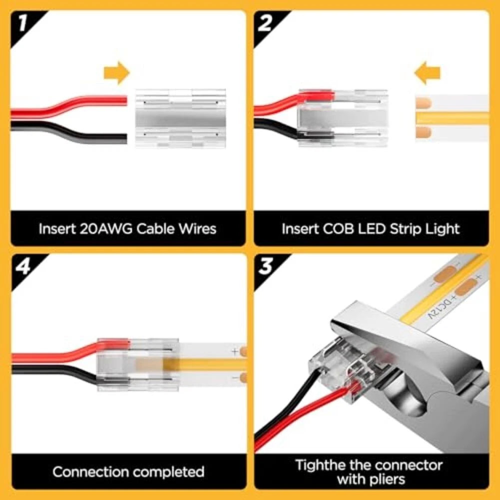 20pcs 8mm LED Strip Connectors for COB Strips