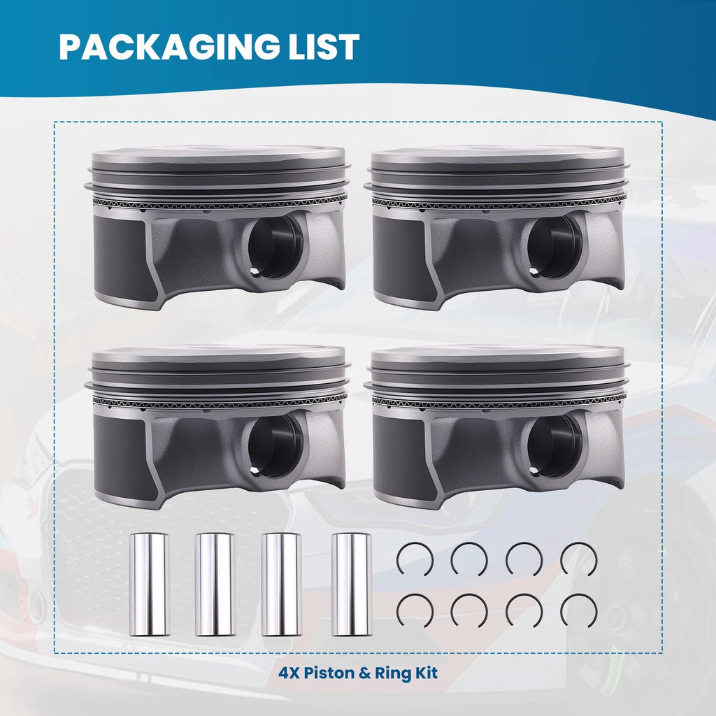 4X Piston & Rings Kit for Hyundai KIA Elantra 2.0L (2017–2018)
