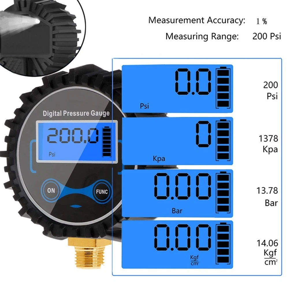 Digital Tire Pressure Gauge for Universal Vehicles (200PSI)