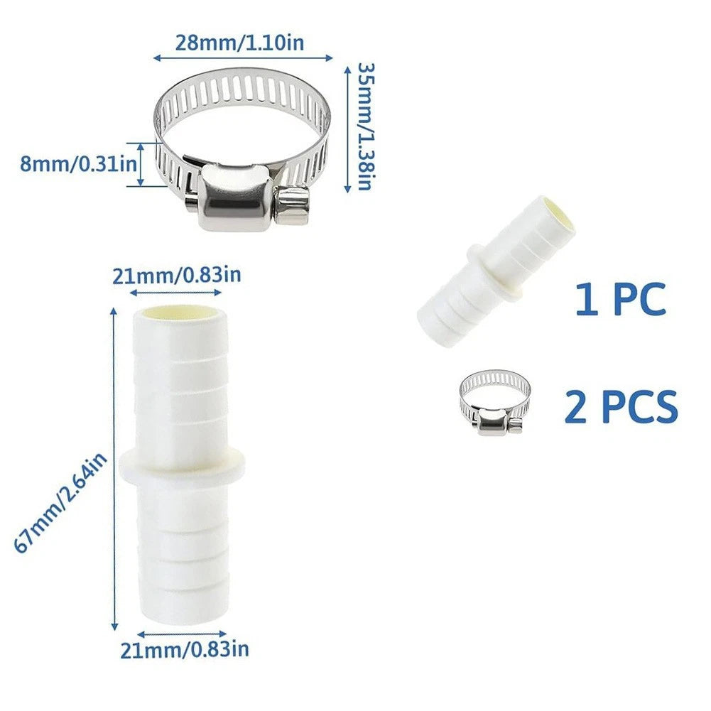 2 Hose Clamps with Drain Connector for Secure Installation