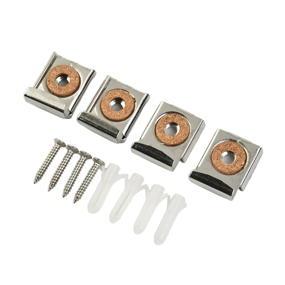 Set of 4 Frameless Mirror Mounting Clips Hanger Fixing Kit