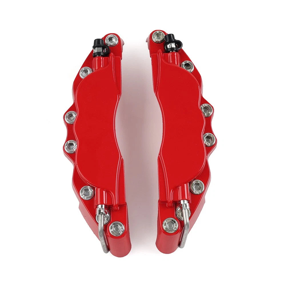 2X Universal Small Metal Disc Brake Caliper Covers Set Red