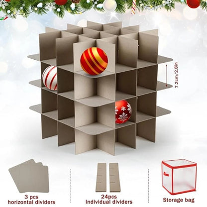 Stackable 4 Layer Ornament Box for Christmas Decorations (64 Count) Red 32x32x3cm