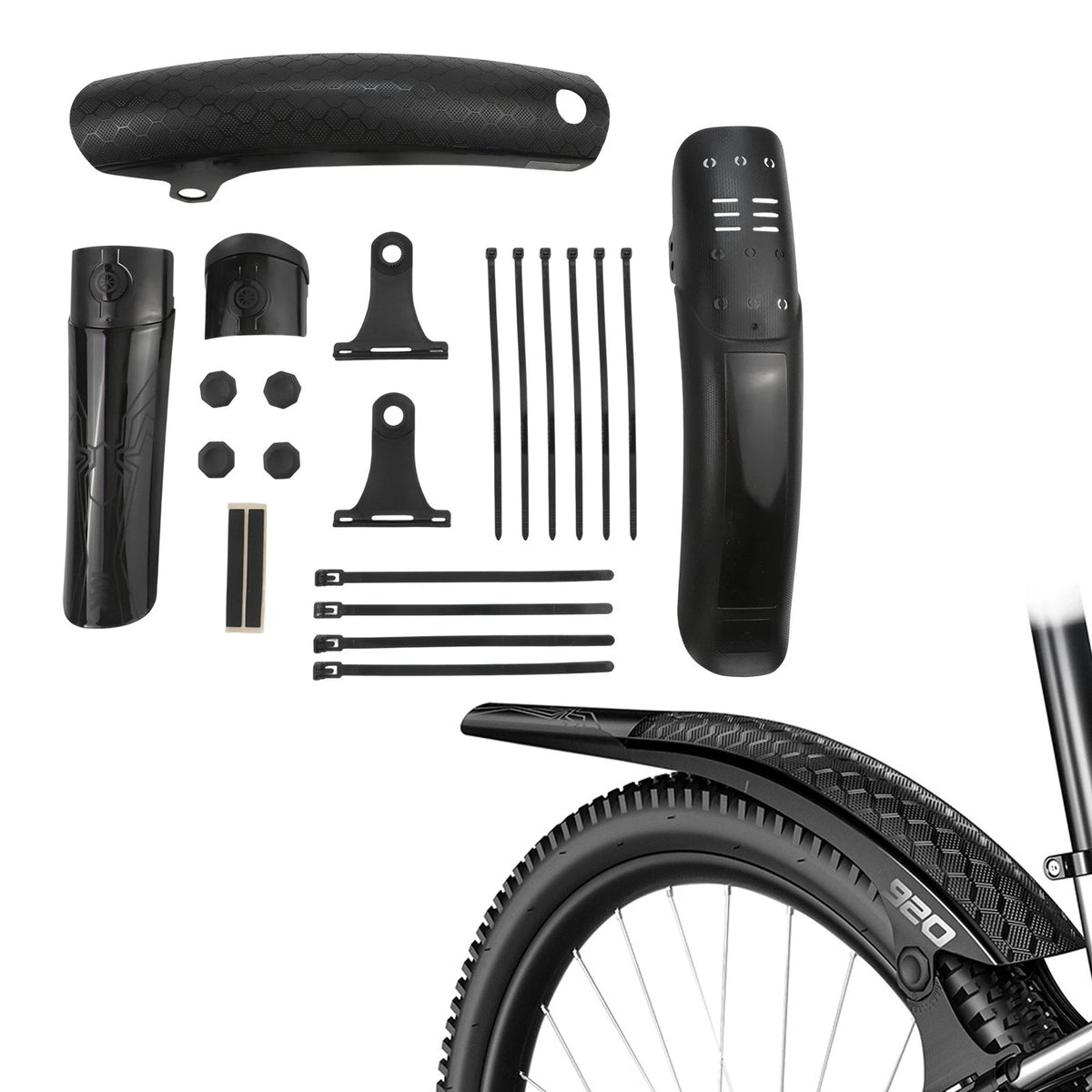 Adjustable Angle Front and Rear Mudguards for Off-Road Bicycles