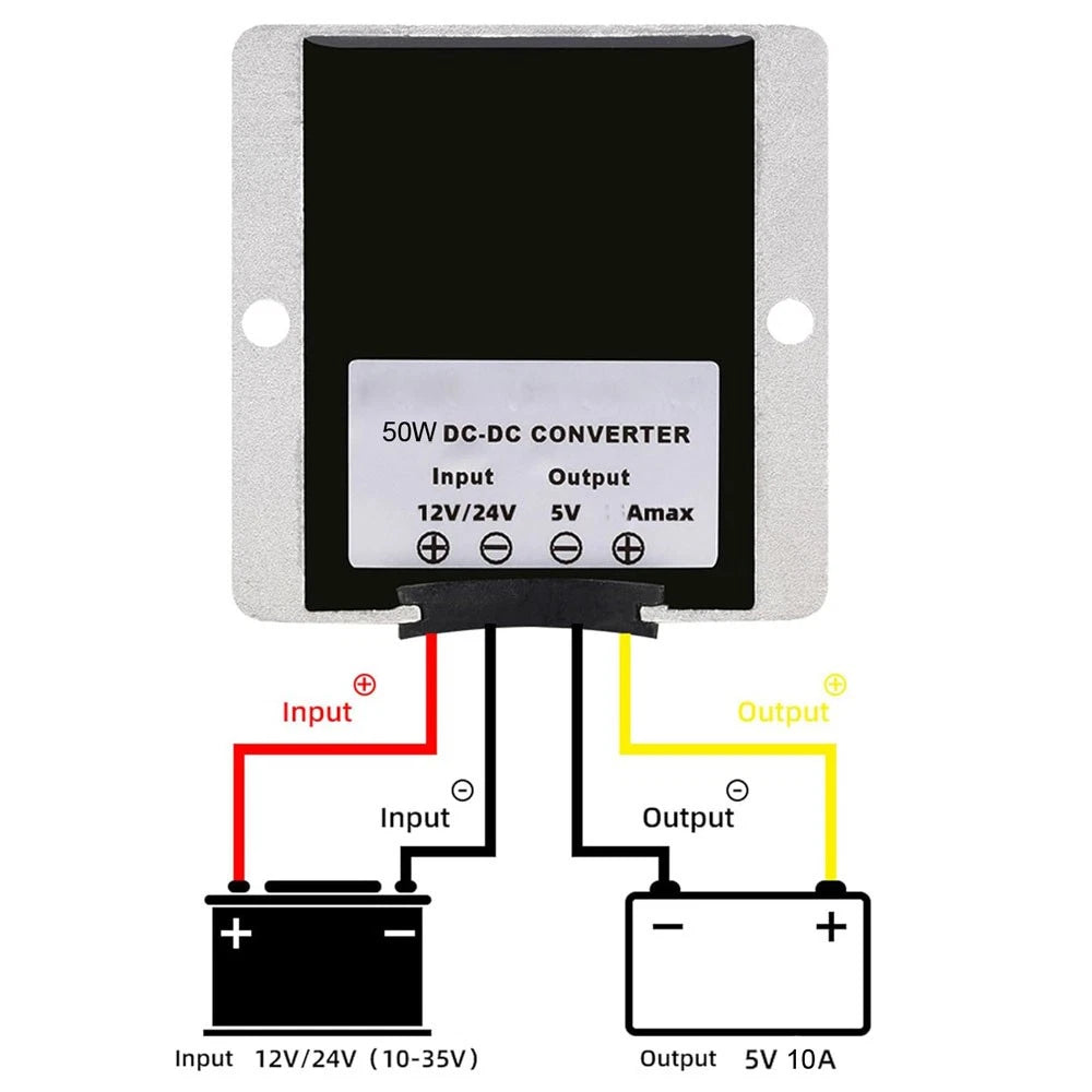 Voltage Reducer Converter Regulator 12V/24V to 5V 10A for Golf Cart (2010–2023)