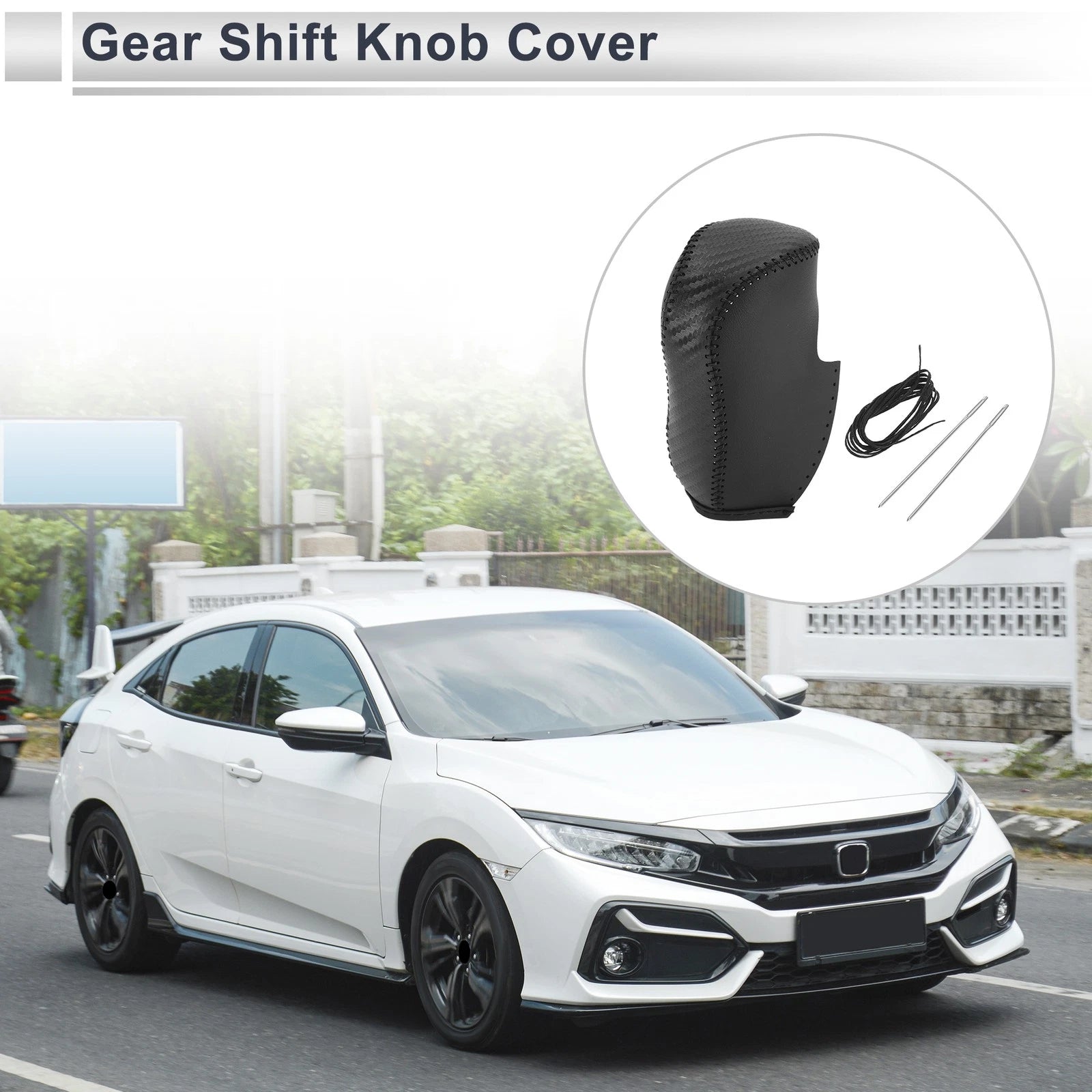 Gear Shift Knob Cover Faux Leather Replacement for Honda Civic (2012–2014)