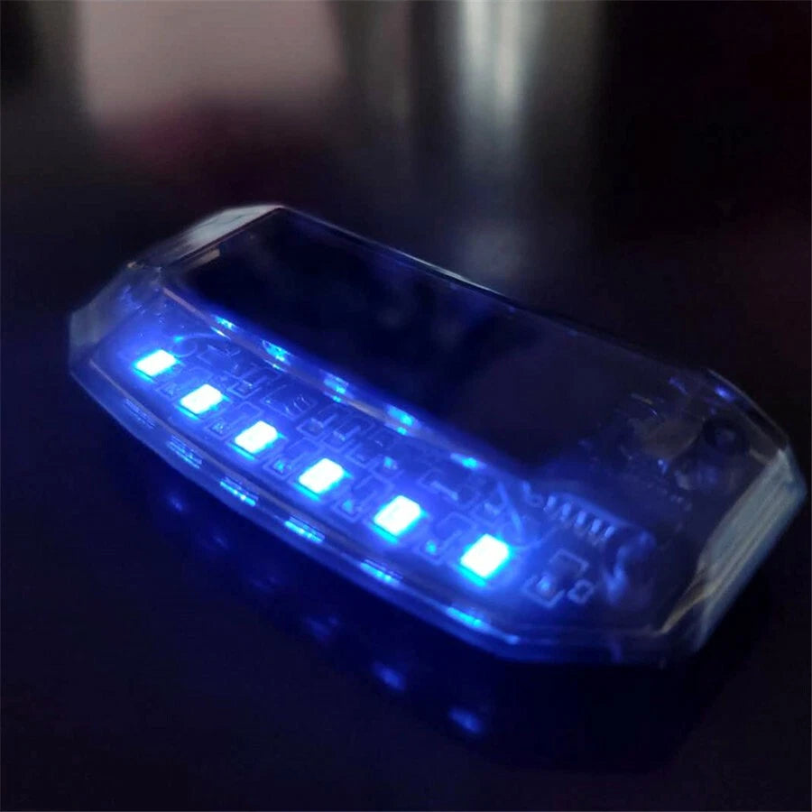 Dual Color Blue Red Warning Light for Car (Solar Charging)