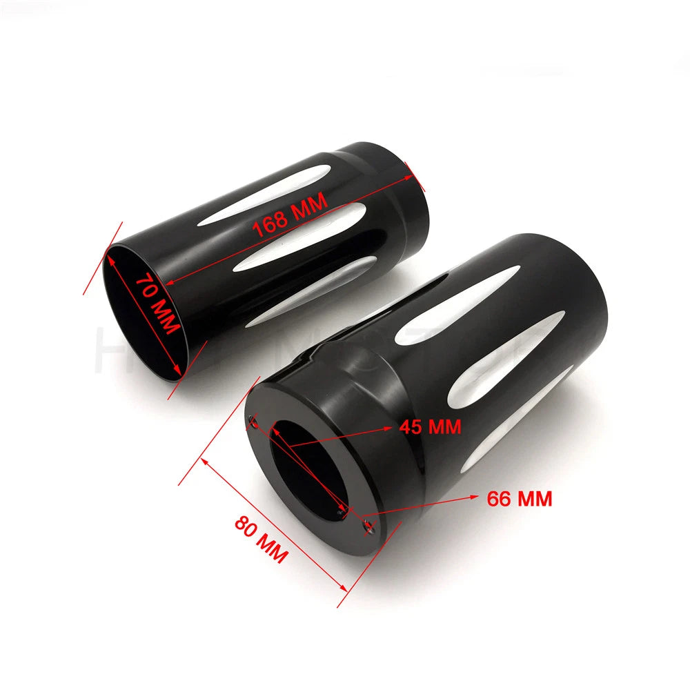 Black Fork Boot Slider Cover Cow Bell for Harley (1986–2013)