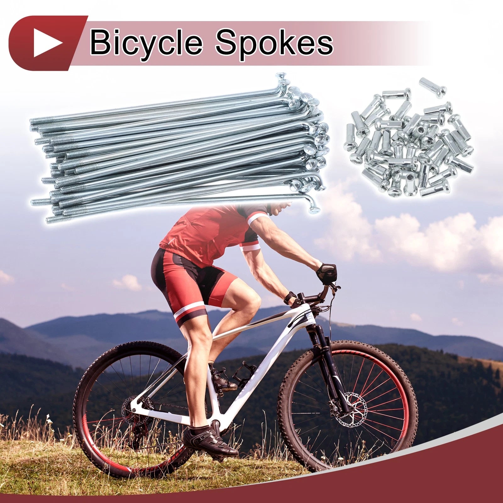 Bicycle Spokes Set 90mm Galvanized Steel for 13G Wheels (36 Pack)
