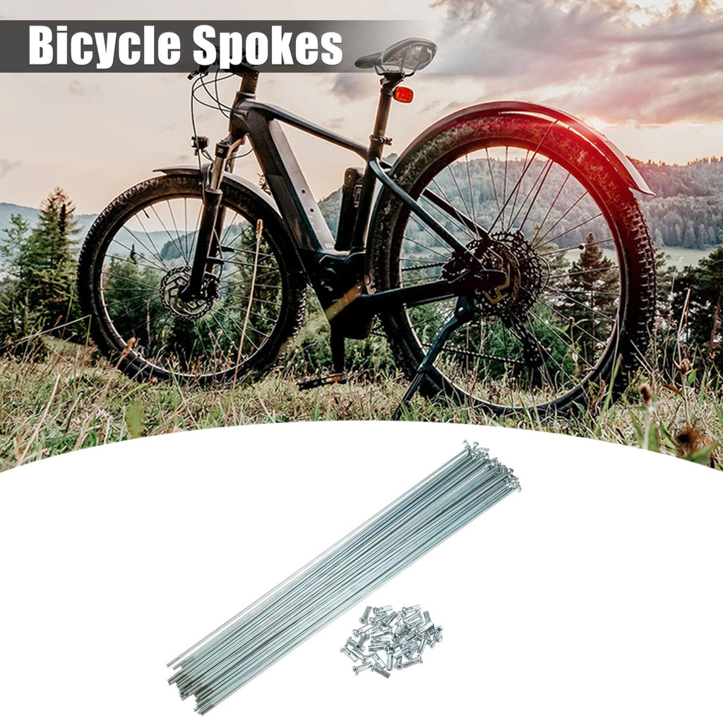Bicycle Spokes 36 Pcs J Bend 254mm Steel with Nipples for Universal Fit